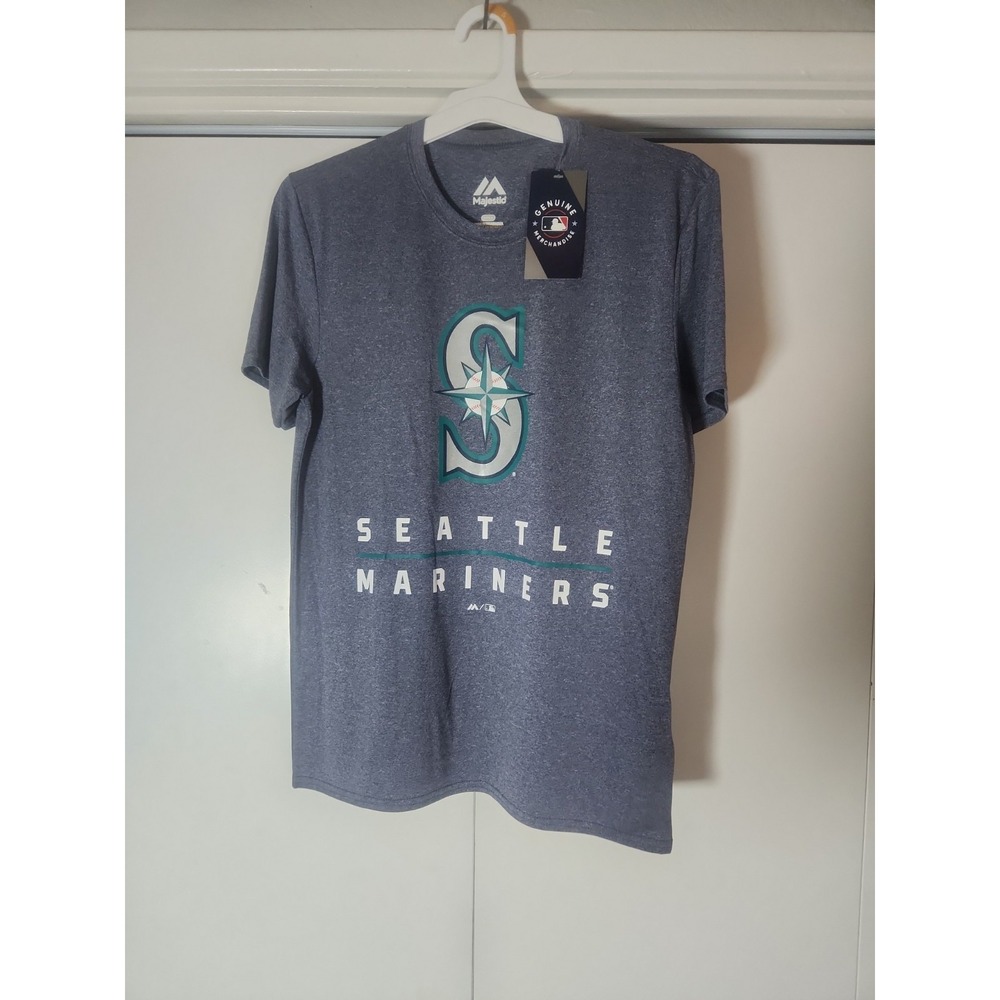 Seattle Mariners Men Cotton T-Shirt  Navy Heather Small Majestic NEW WITH TAGS